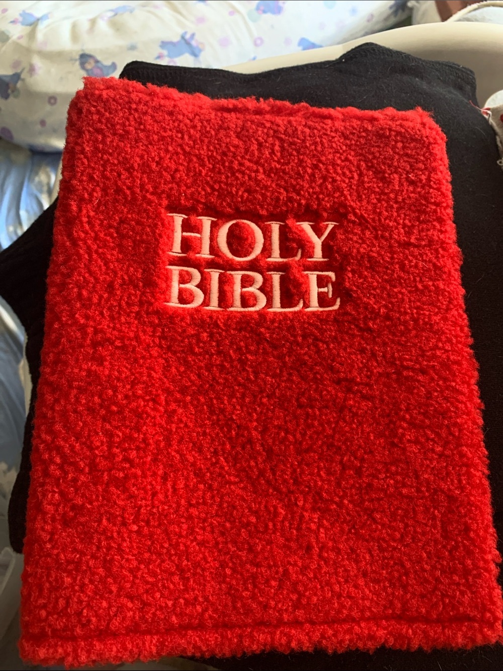 Red Sherpa Holy Bible Cover - Unbranded Cozy Protective Sleeve